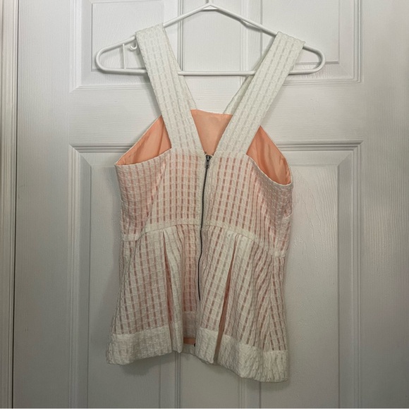 Anthropologie Maeve white and peach gingham basket tank top blouse size 4 - Picture 2 of 4